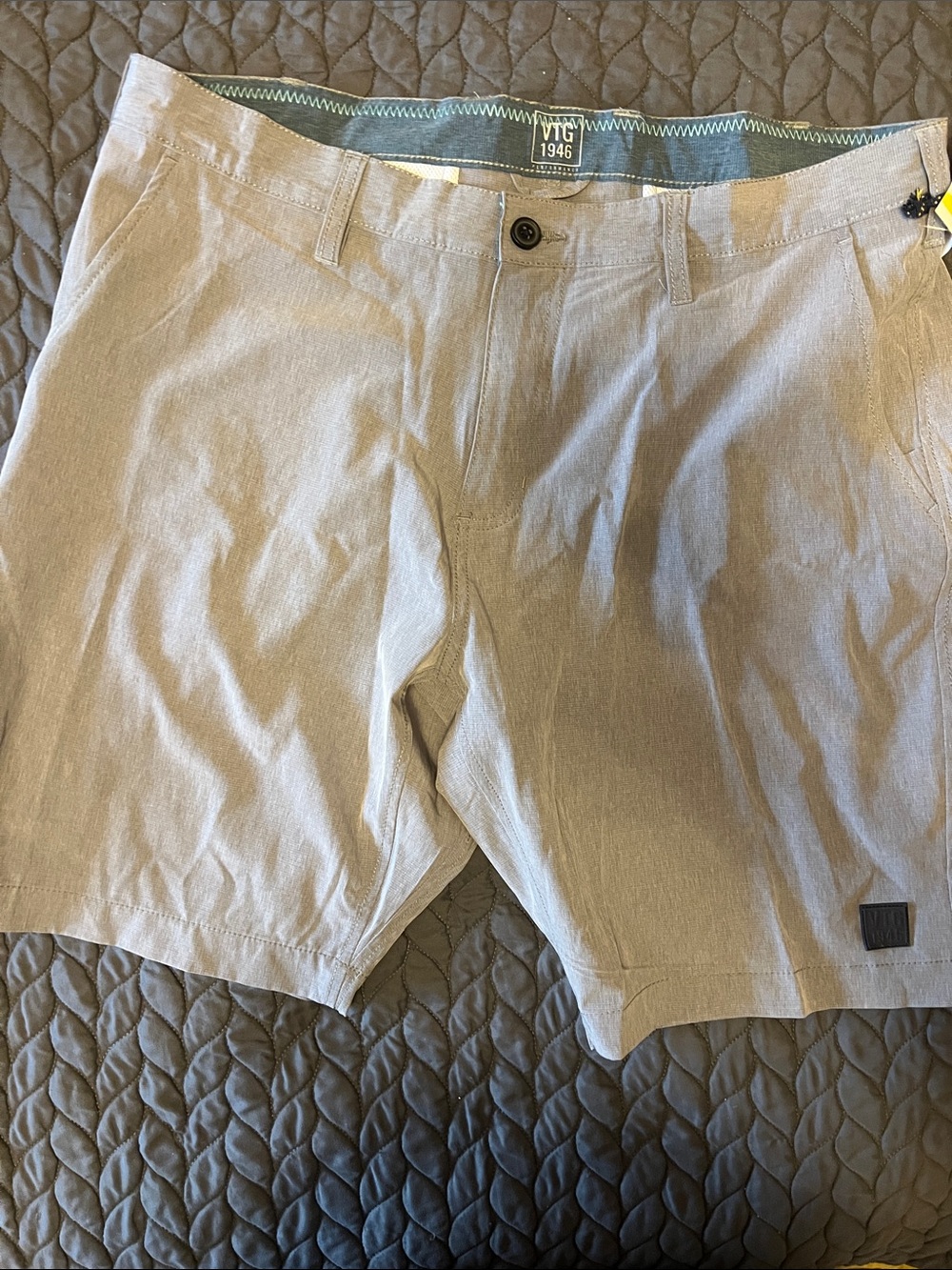Vintage Light Tan Men's Flat-Front Shorts